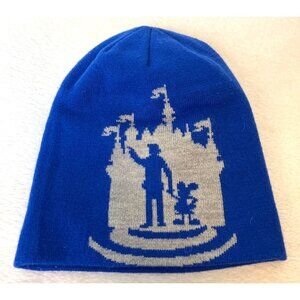 Disney Parks Partners Castle WDW Mickey Walt Blue Beanie Knitted Cap Hat